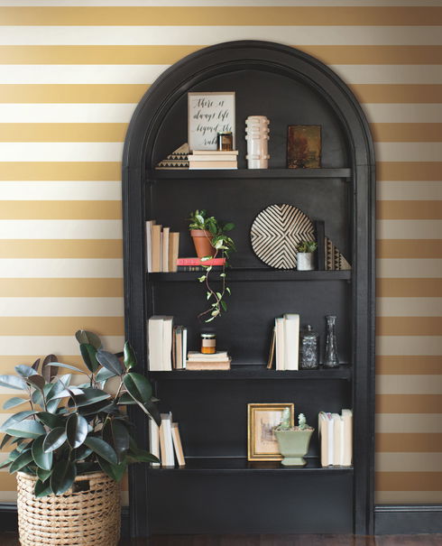 Awning Stripe Yellow Wallpaper