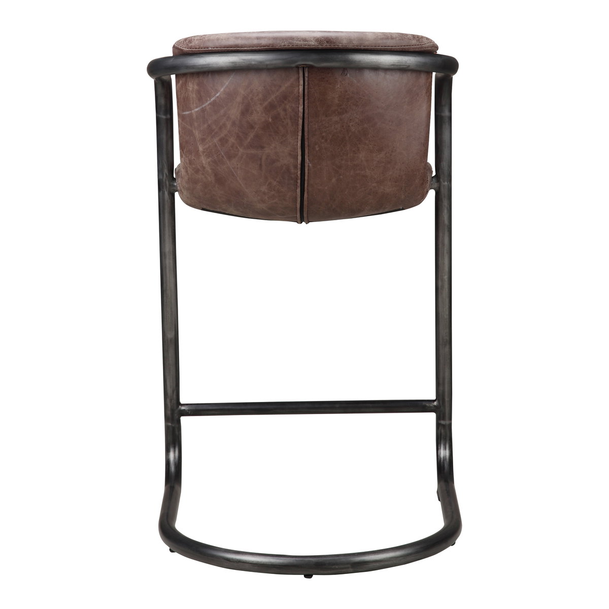 Freeman Counter Stool Grazed Brown Leather - Set Of Two, Counter & Bar Stool by Moe's Home, 22" width x 36" height x 24" depth View 5