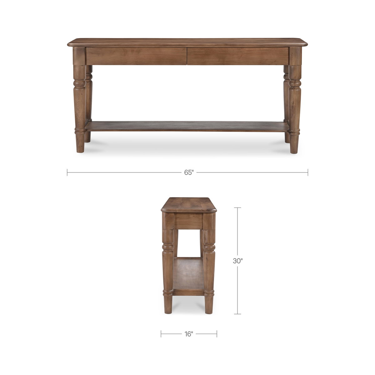 Russet Console Table Brown, by Moe's Home, 65" width x 30" height x 16" depth View 11