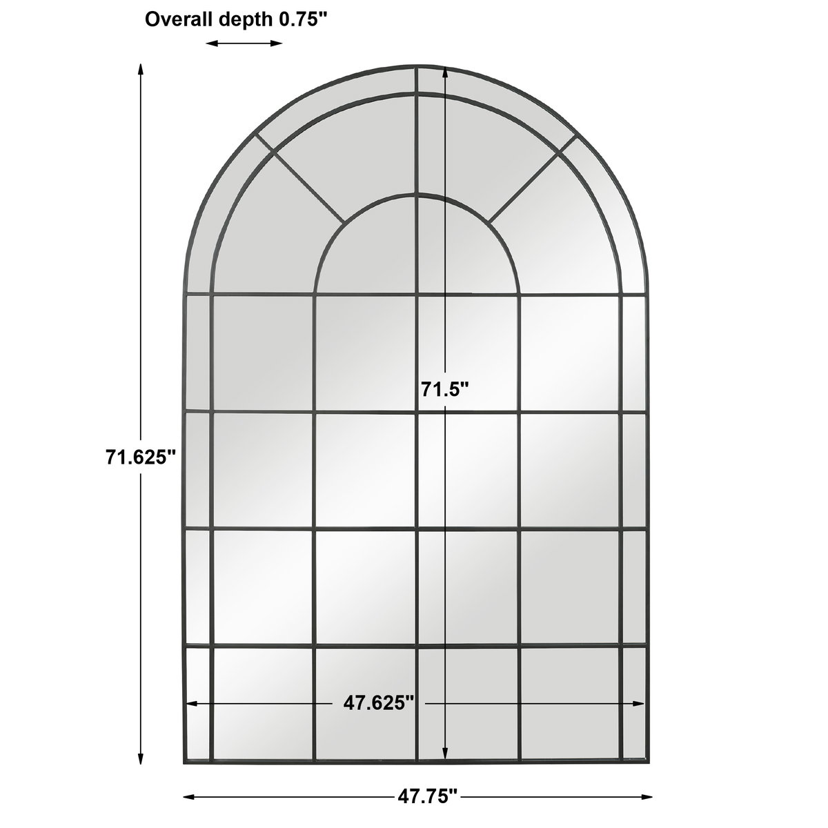 Grantola Black Arch Iron Mirror, by Uttermost, 3'11.75" width x 5'11.62" height x 0.75" depth View 3