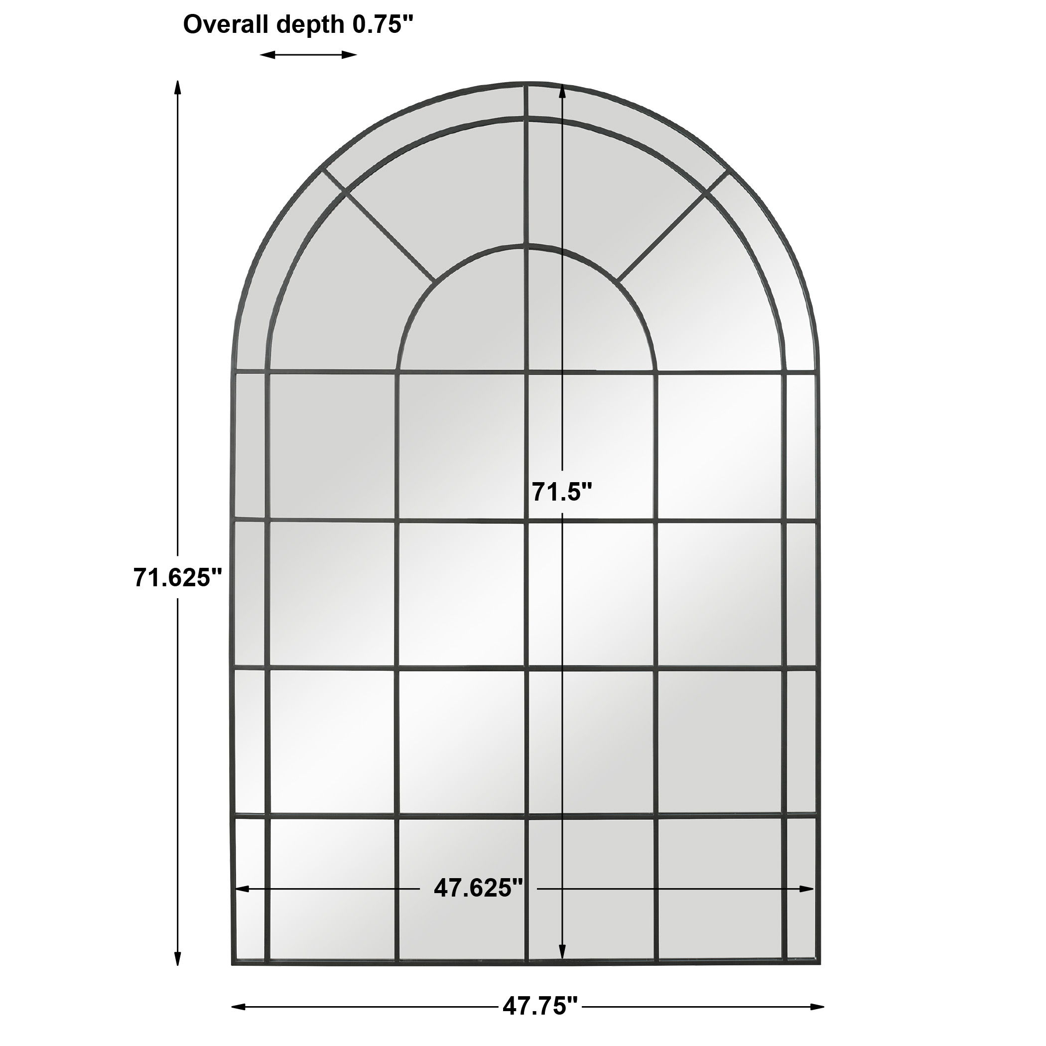 Grantola Black Arch Iron Mirror, by Uttermost, 47.75" width x 71.62" height x 0.75" depth View 3