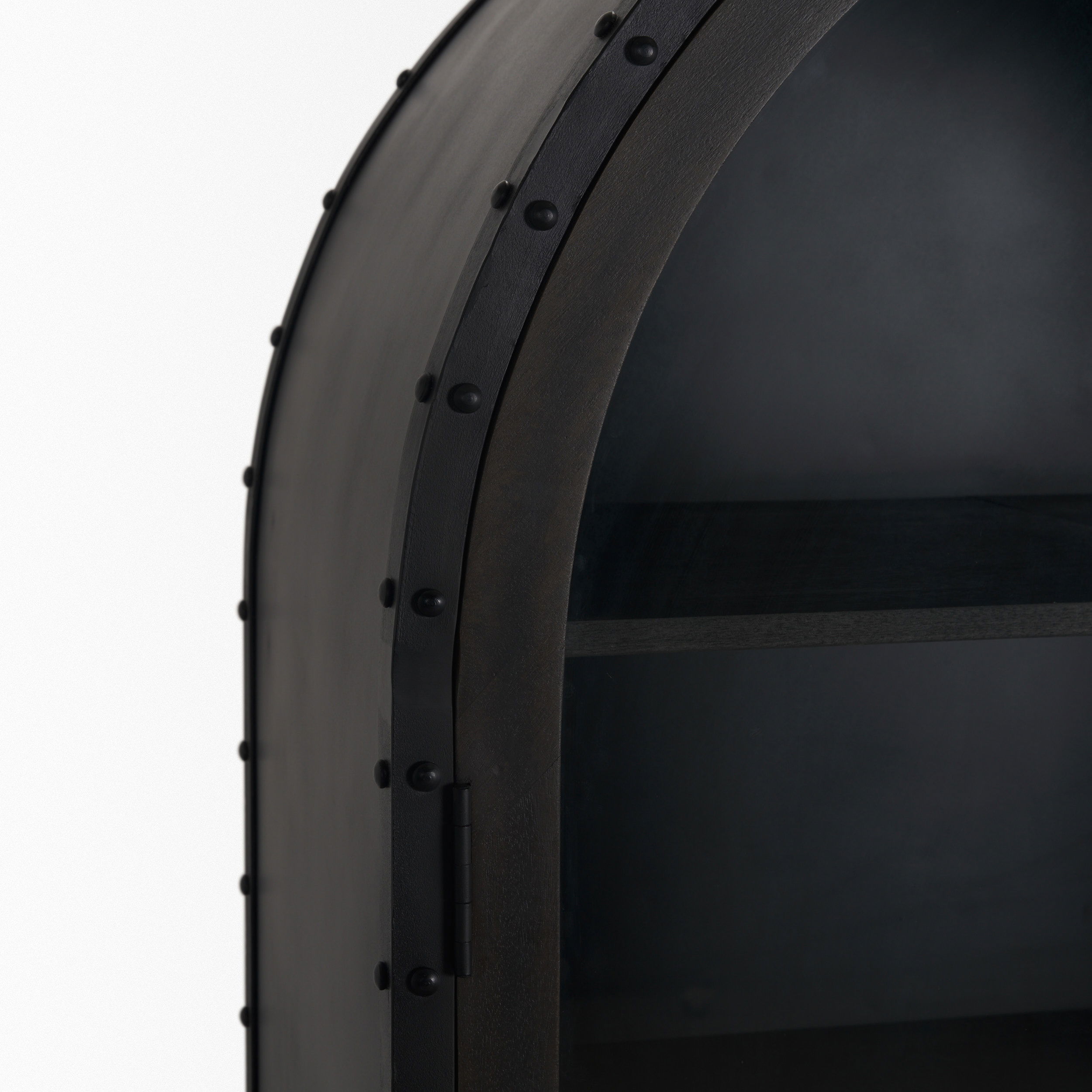 Gehry 72.3' H Dark Brown Metal Brown Wood and Glass Door Display Cabinet large image 