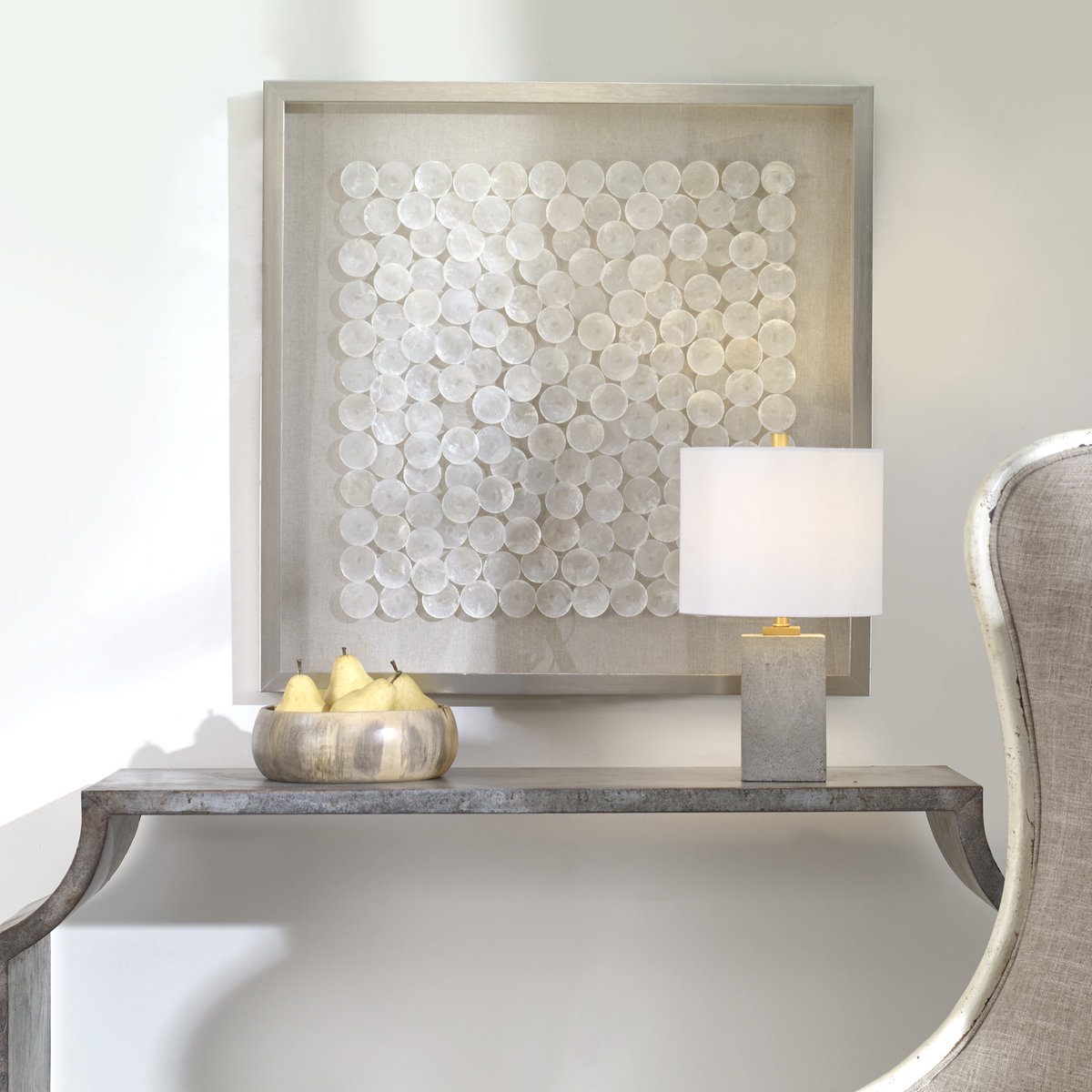 Roxas Capiz Shell Shadow Box, Sculptural Wall Art by Uttermost, 31.5" width x 31.5" height x 1.75" depth View 2