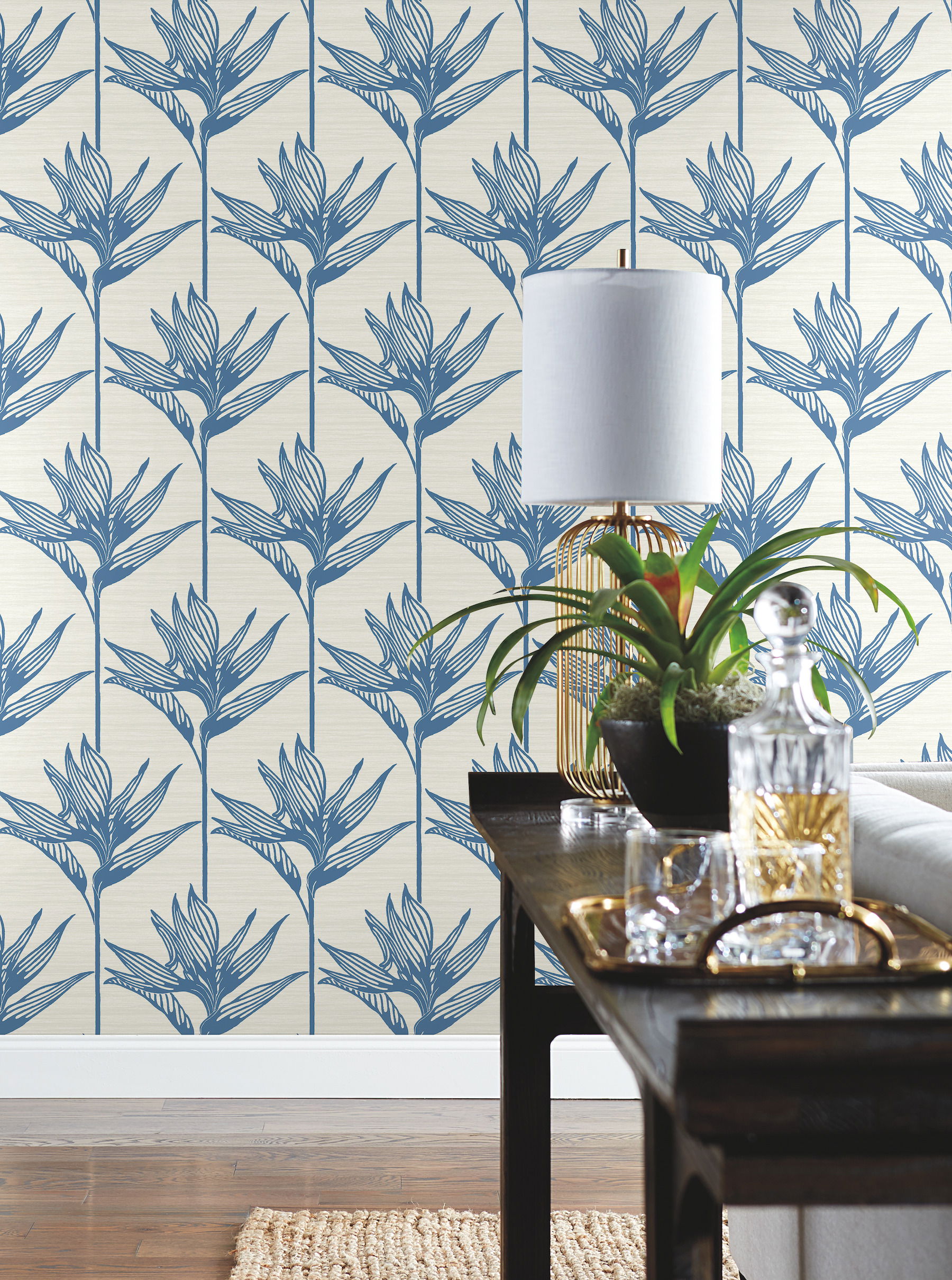 Bird of Paradise Blue Wallpaper, by York Wall, 27' length x 2'3" width x 0.02" depth View 3