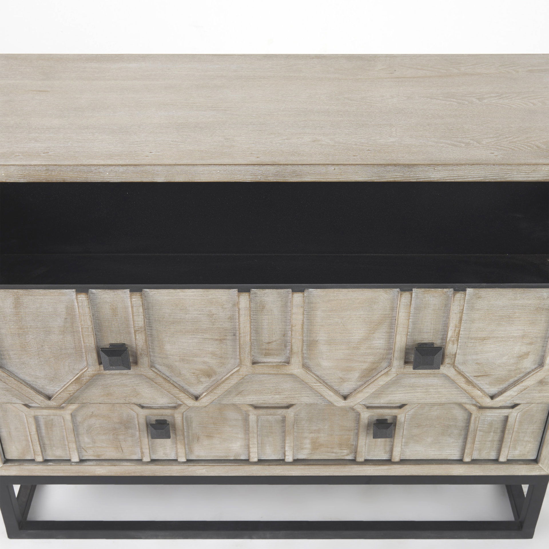 Genevieve I 39L x 16W Light Brown Fir Veneer 3 Drawer Accent Cabinet large image 