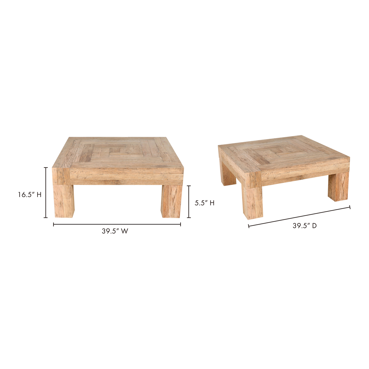Evander Coffee Table Natural, by Moe's Home, 39.5" width x 16.5" height x 39.5" depth View 10
