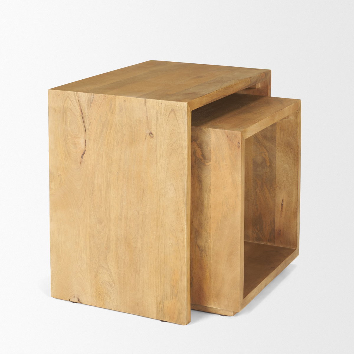 Alanna 22.0L x 15.0W x 22.0H Set of 2 Brown Wood Nesting Accent Tables, Side & End Table by Mercana, 22" length x 15" width x 22.25" height View 9