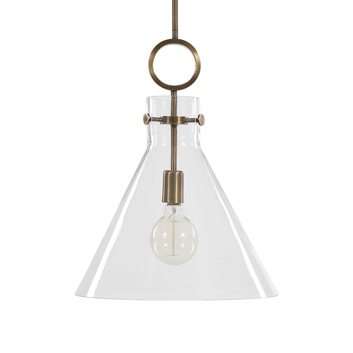Imbuto Funnel Glass 1 Light Pendant, Ceiling Light by Uttermost, 14.5" width x 19" height x 14.12" diameter x 14.12" depth View 4