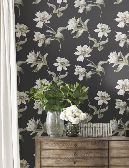 Large Parrot Tulip Black Peel & Stick Wallpaper