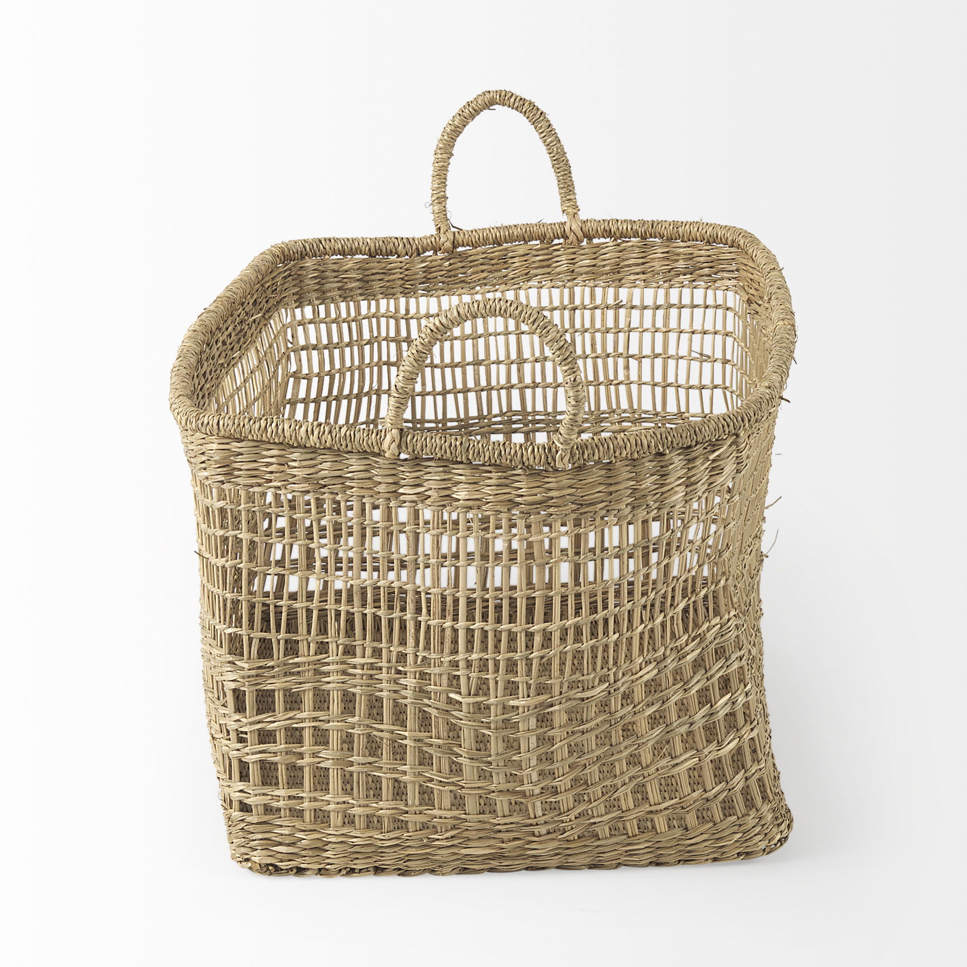 Bellisa 18.5L x 14.6W x 11.0H (Set of 2) Medium Brown Seagrass Rectangular Basket with Handles, Bins & Basket by Mercana, 18.5" length x 13.39" width x 11.02" height View 4