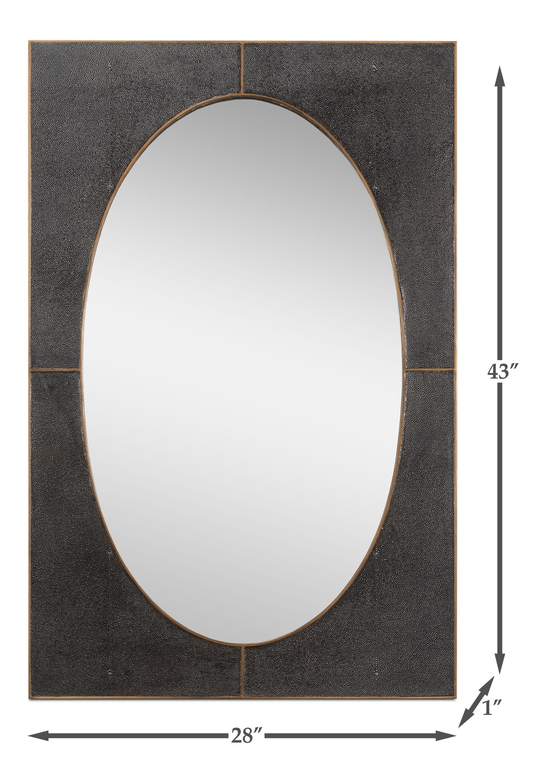 Francis Mirror,Shagreen,Antique Grey, by Sarreid, 28" length x 1" width x 43" height View 14