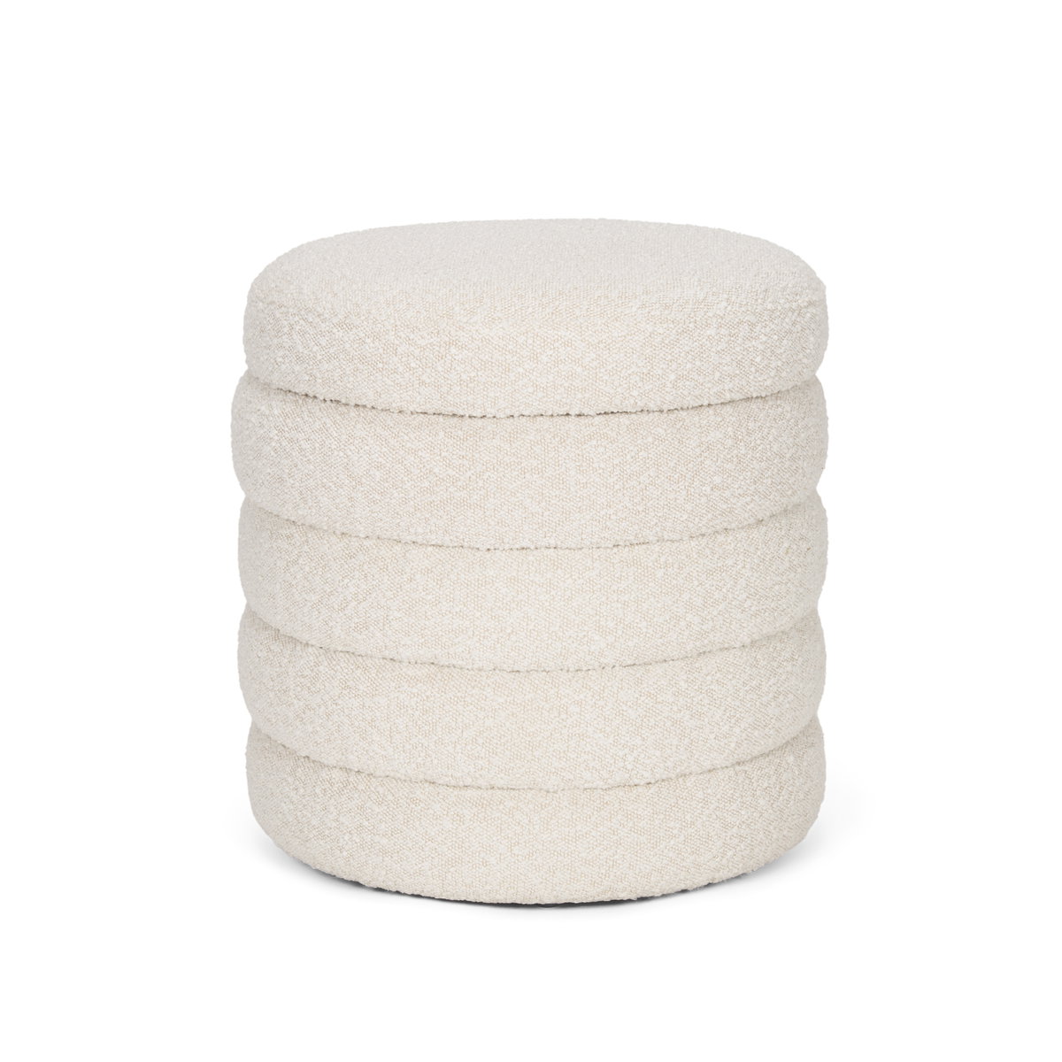 Elise Cream Boucle Upholstered Storage Ottoman, by Mercana, 18.9" length x 18.9" width x 20" height View 1