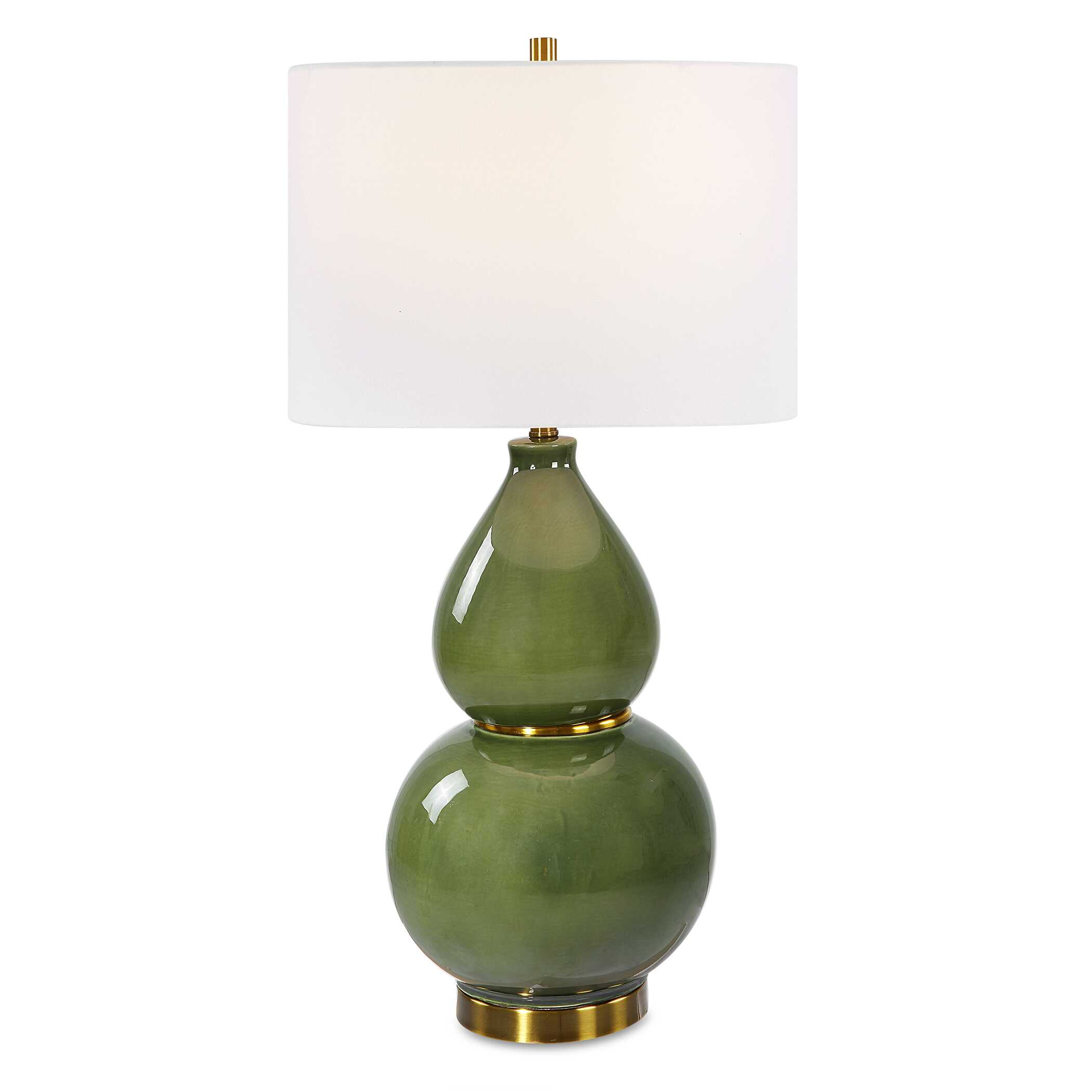 Gourd Green Table Lamp, by Uttermost, 16" width x 30.5" height x 16" depth View 1
