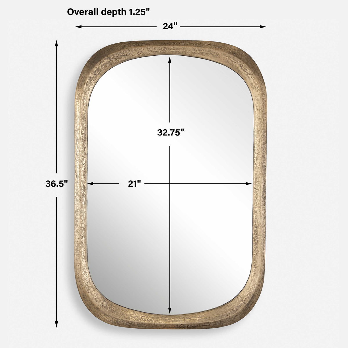 Malone Brass Mirror, by Uttermost, 24" width x 36.5" height x 1.25" depth View 3