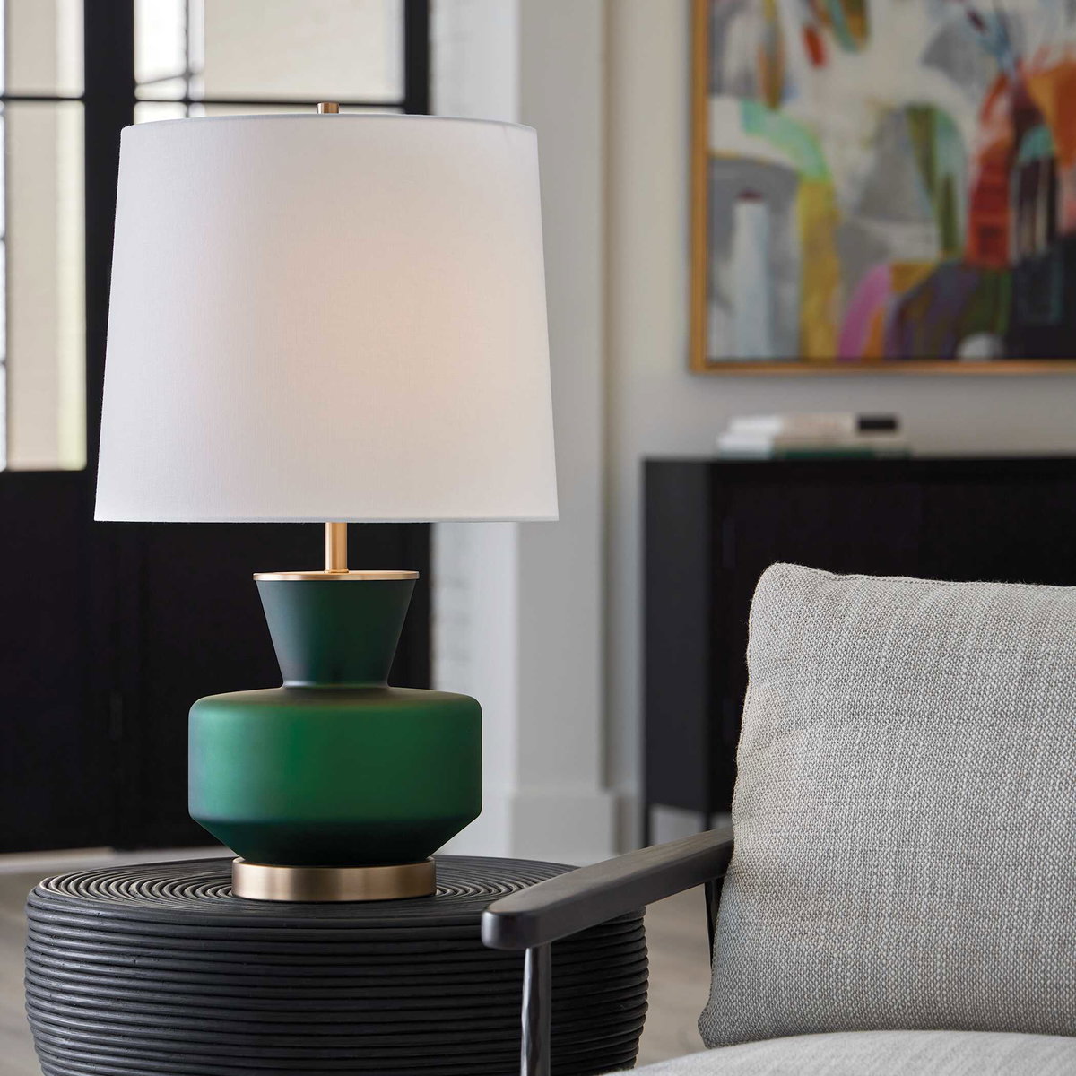Trentino Dark Emerald Green Table Lamp, by Uttermost, 16" width x 28" height x 16" depth View 2