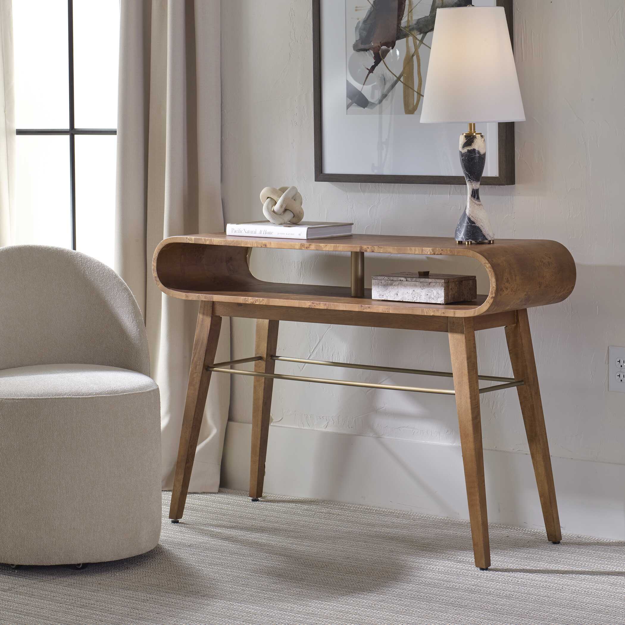 Ledger Mid-Century Console Table, Furniture by Uttermost, 46" width x 32" height x 16" depth View 4