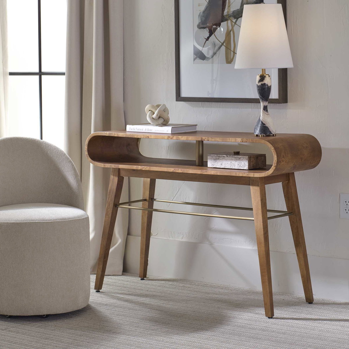 Ledger Mid-Century Console Table, Furniture by Uttermost, 46" width x 32" height x 16" depth View 4