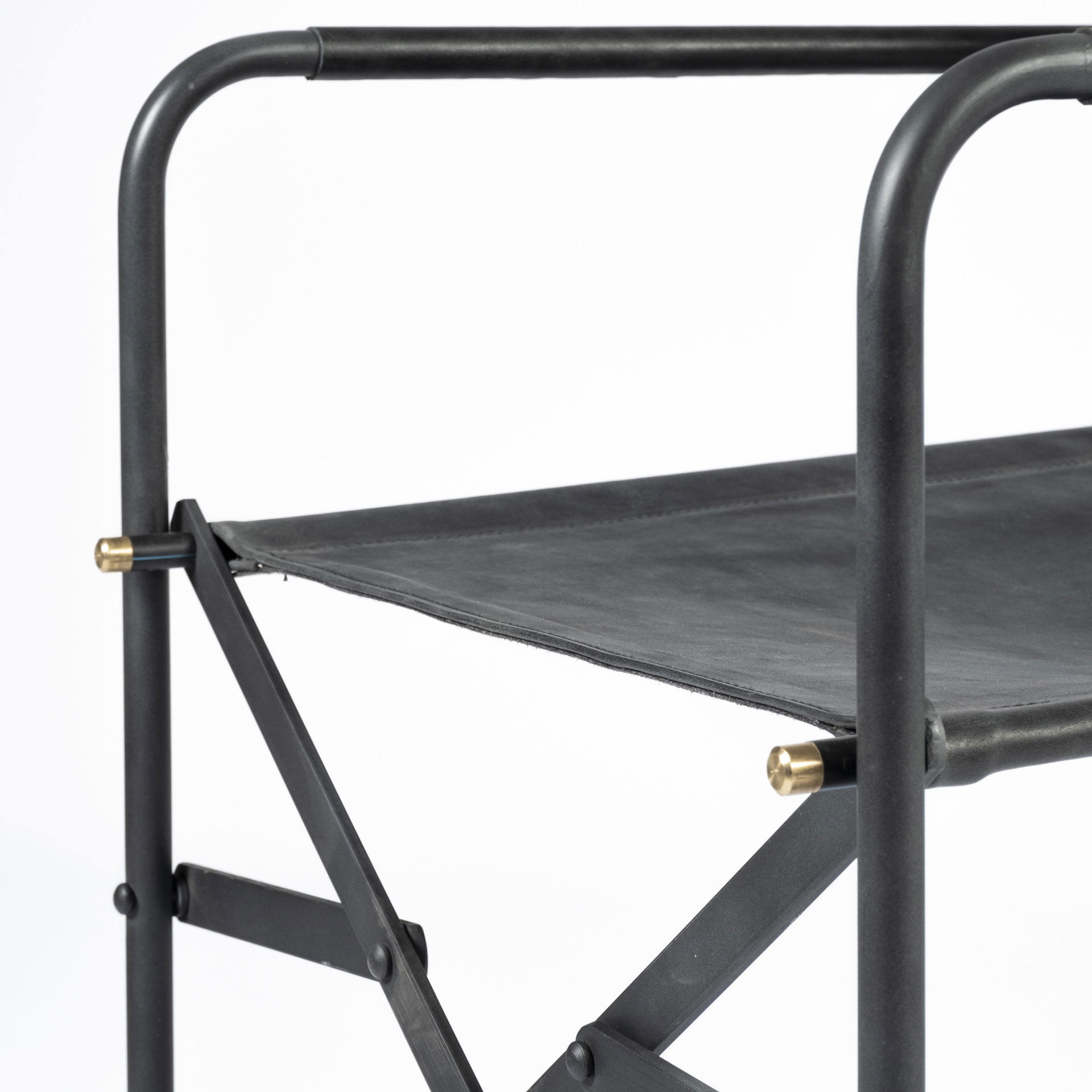 Direttore Black Iron Frame Black Leather Dining Chair large image 