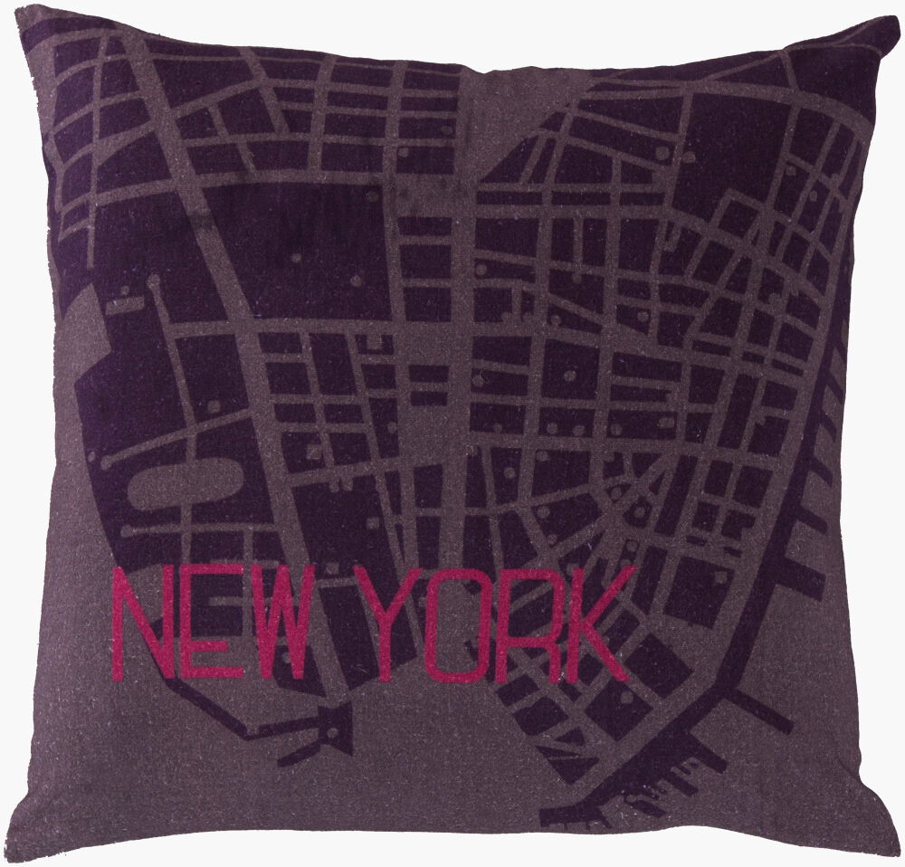 City Maps Accent Pillow Poly, Decorative Pillow by Surya, 18" length x 18" width
