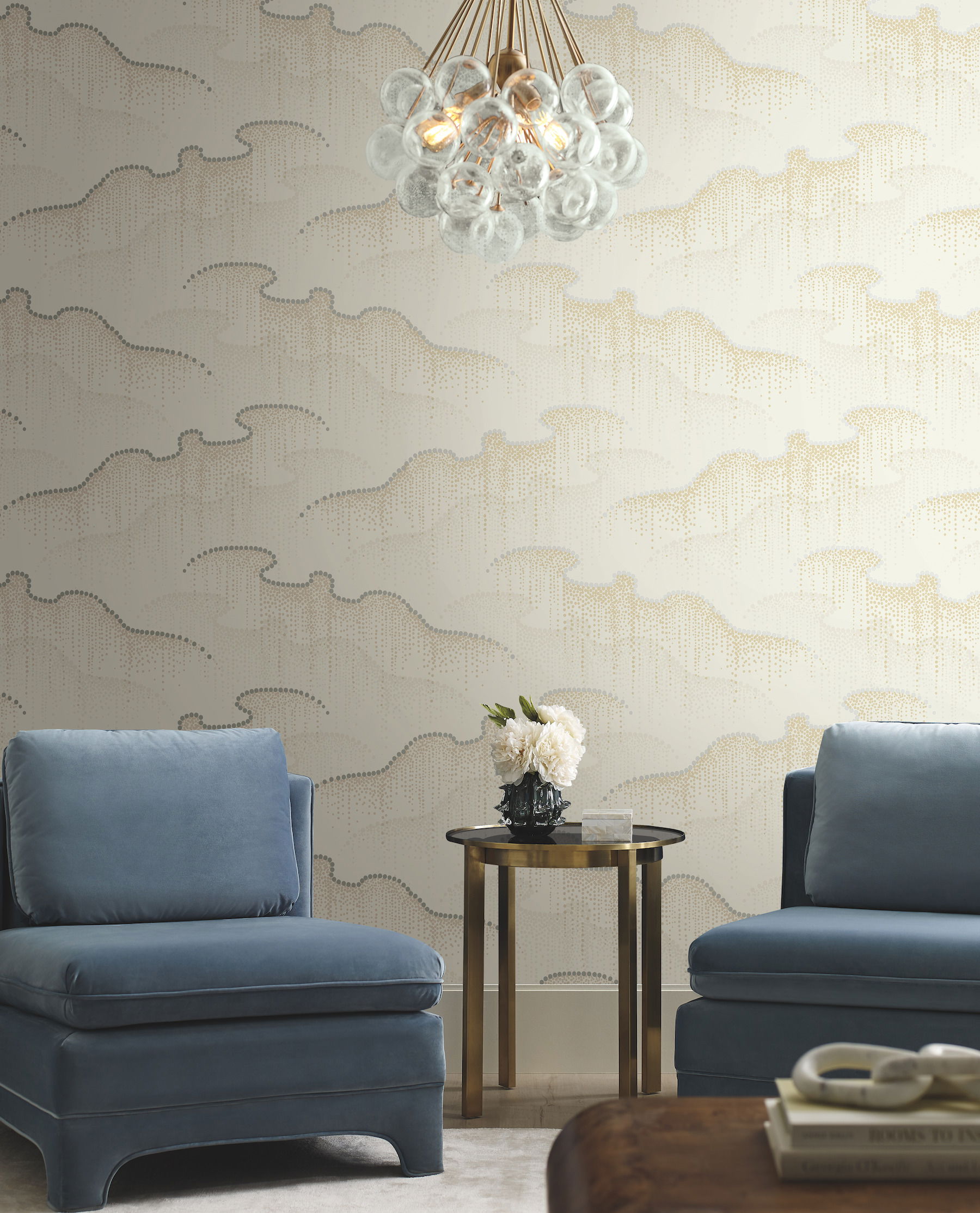 Moonlight Pearls Cream Wallpaper, by York Wall, 27' length x 2'3" width x 0.02" depth View 2