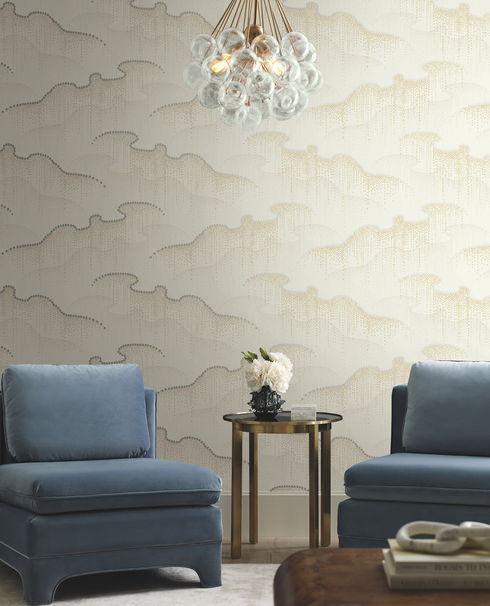 Moonlight Pearls Cream Wallpaper