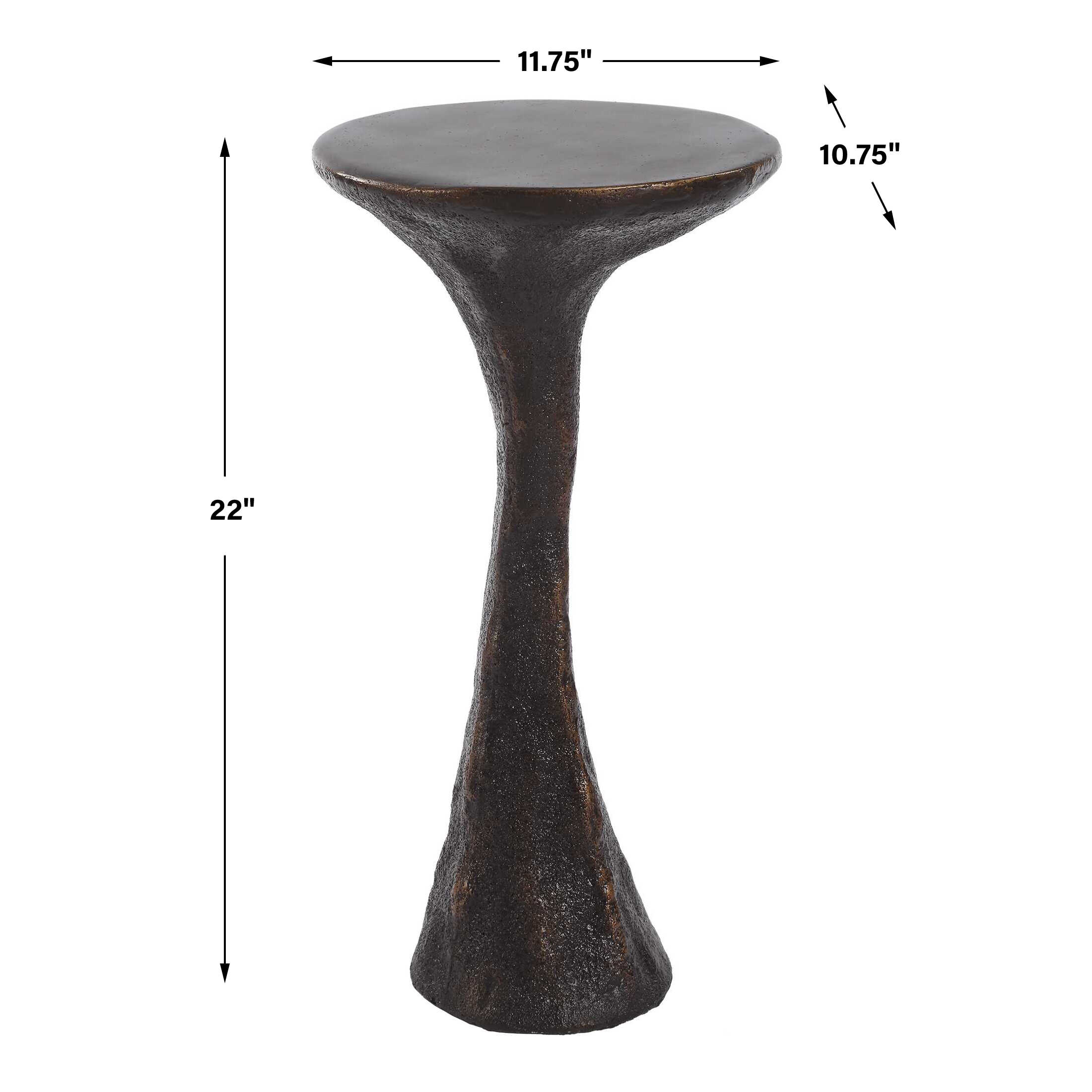 Milan Outdoor Dark Bronze Drink Table, Furniture by Uttermost, 11.75" width x 22" height x 10.75" depth View 3