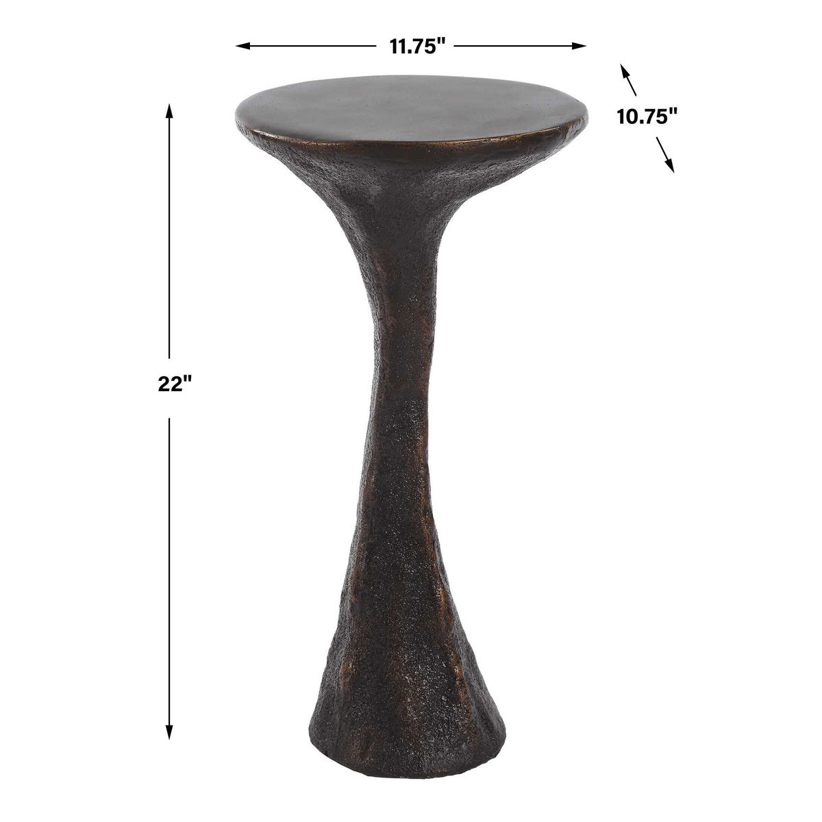 Milan Outdoor Dark Bronze Drink Table, Outdoor Table by Uttermost, 11.75" width x 1'10" height x 10.75" depth View 3