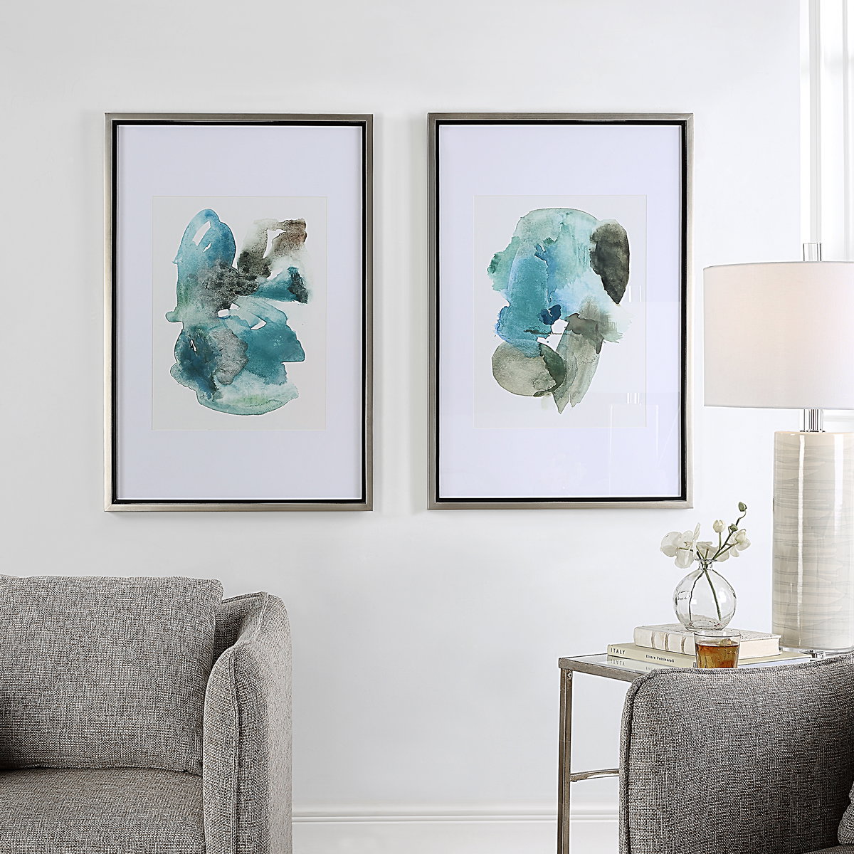 Blueprints Watercolor Prints Set Of 2, Art by Uttermost, 27" width x 40" height x 1.5" depth View 2