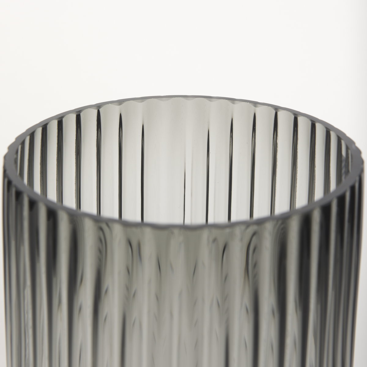 Dawn 11.4' Ribbed Smoke Gray Glass Vase, by Mercana, 6.1" length x 6.1" width x 11.42" height View 9