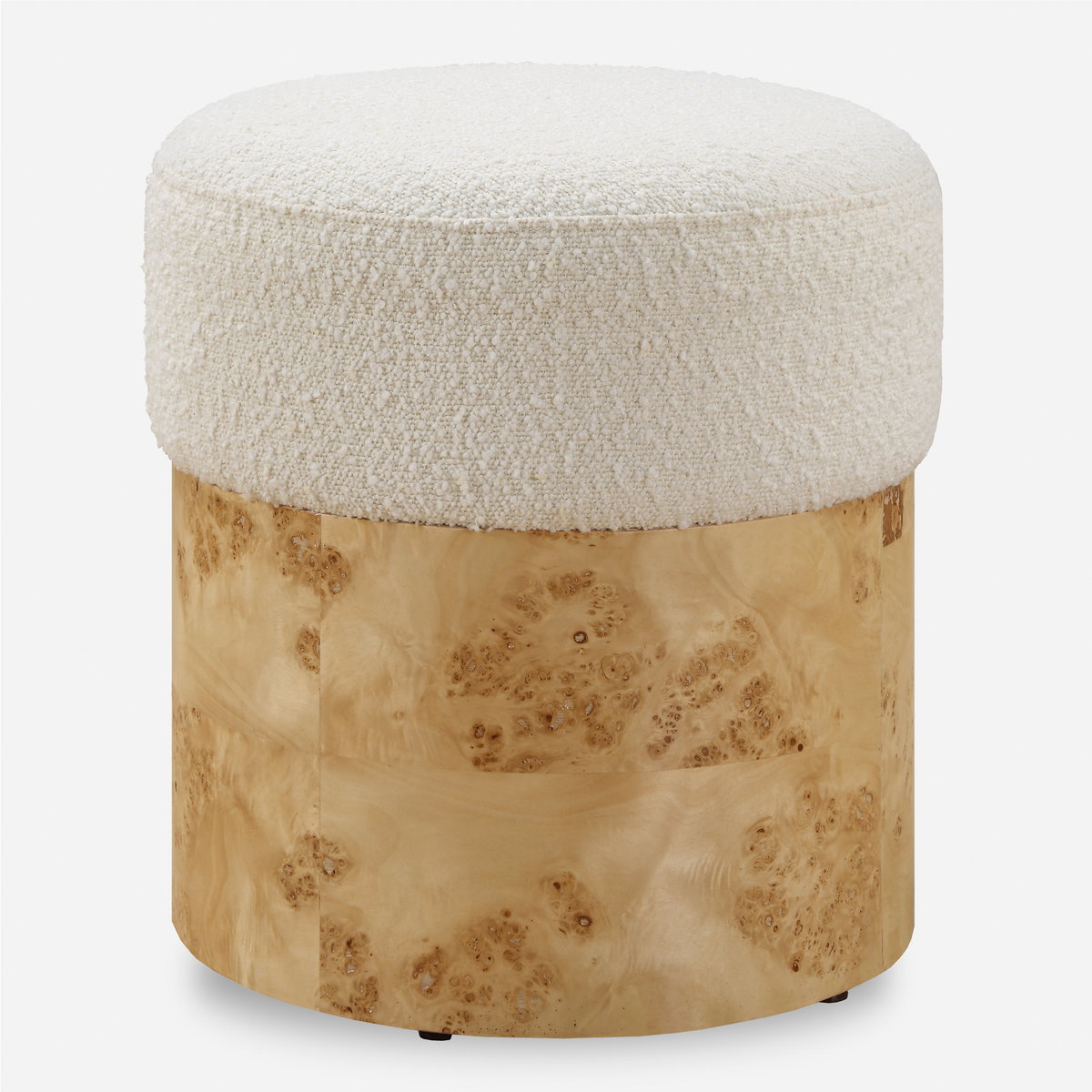 Swirls Poplar Ivory Ottoman, by Uttermost, 16" width x 17" height x 16" depth View 1