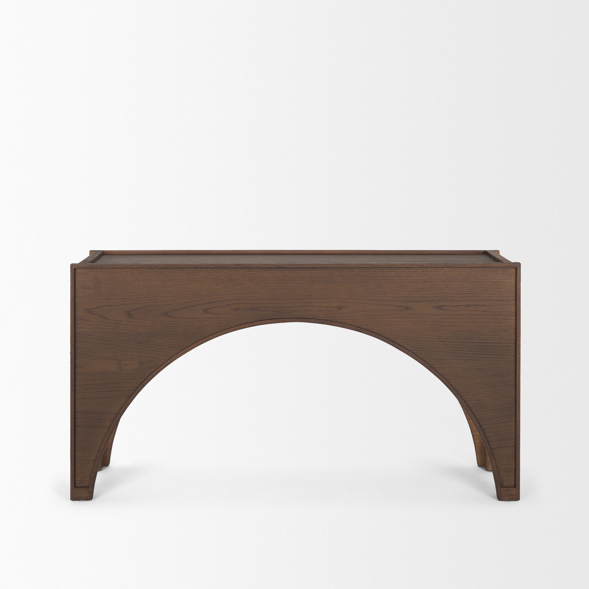 Laraya Dark Brown Wood Arched Console Table, by Mercana, 55" length x 16" width x 30" height View 5