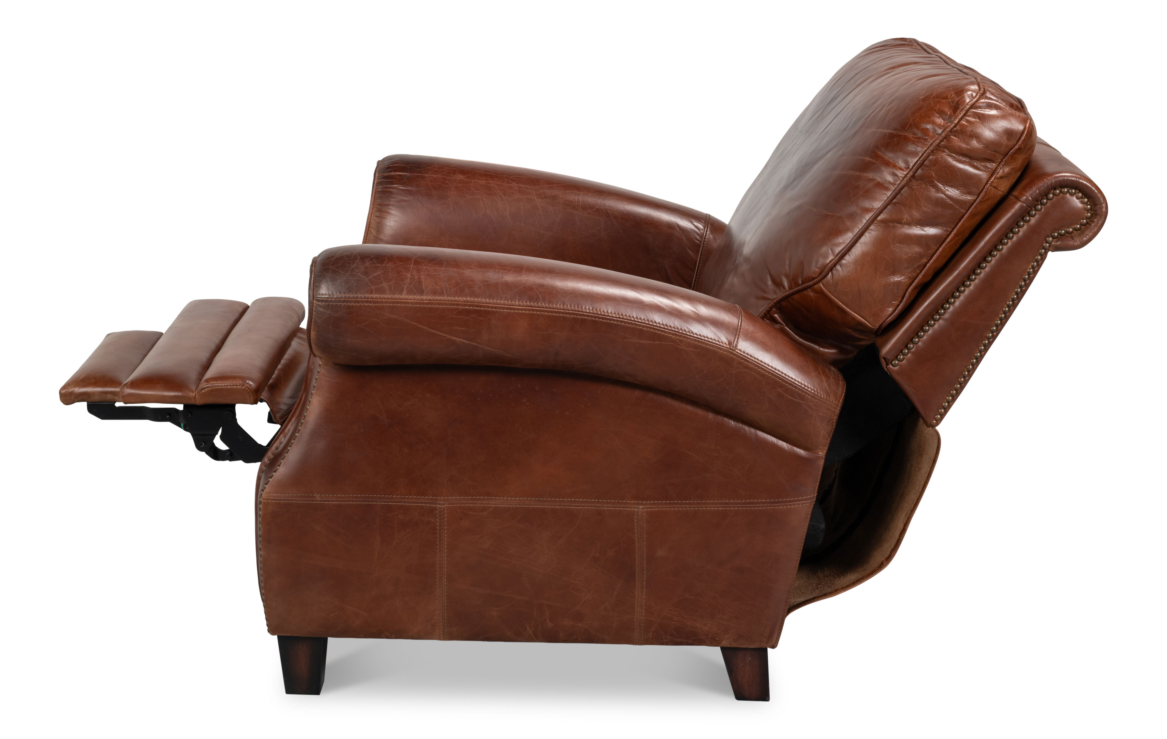 Roosevelt Leather Recliner, Seating by Sarreid, 39" length x 38" width x 39" height View 11