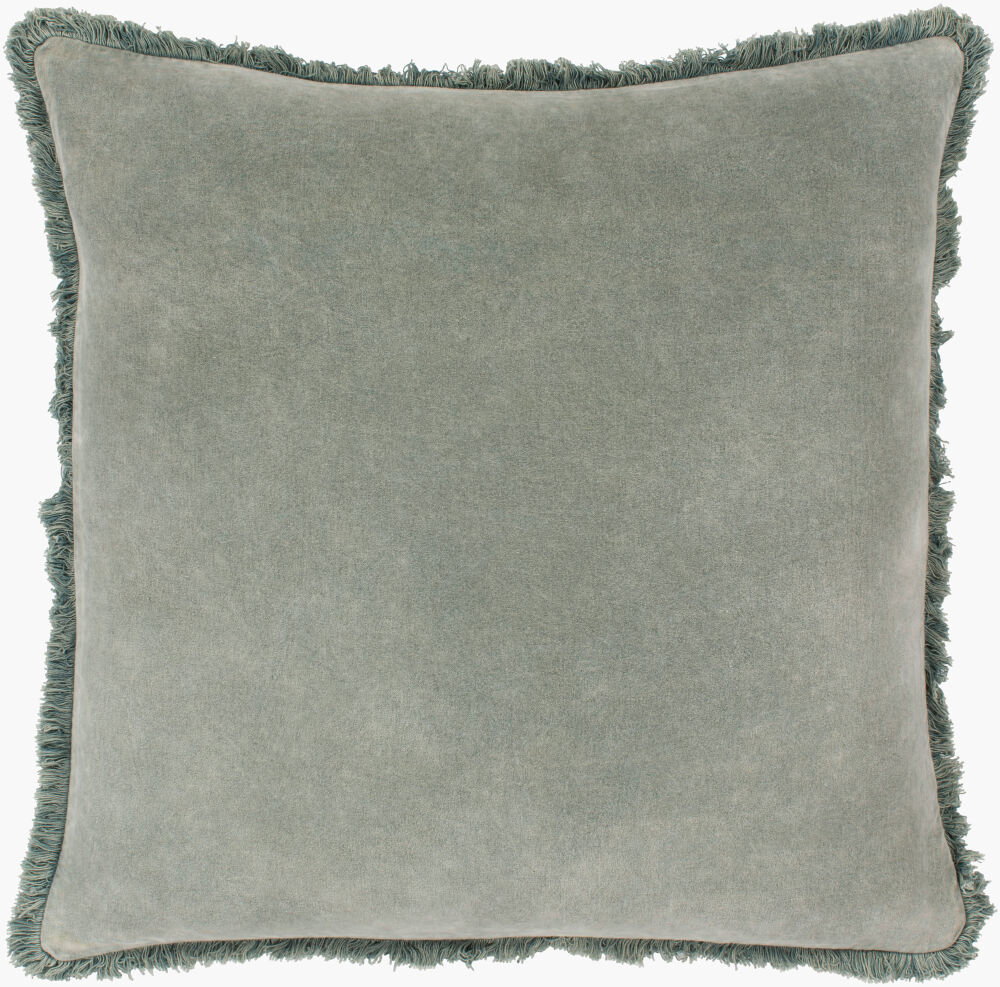 Washed Cotton Velvet Accent Pillow Poly, Decorative Pillow by Surya, 22" length x 22" width