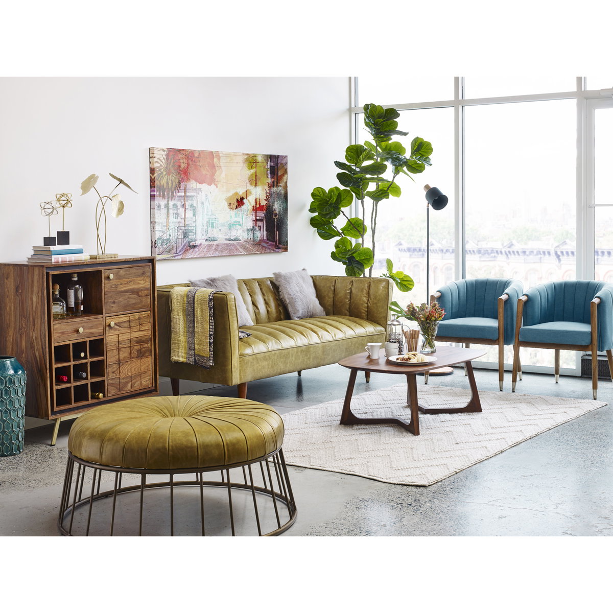 Godenza Small Coffee Table Brown, by Moe's Home, 42" width x 15" height x 27.5" depth View 7