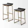 Givens 30.25' Seat Height Brown Wood Seat Gold Metal Base Stool thumbnail 7