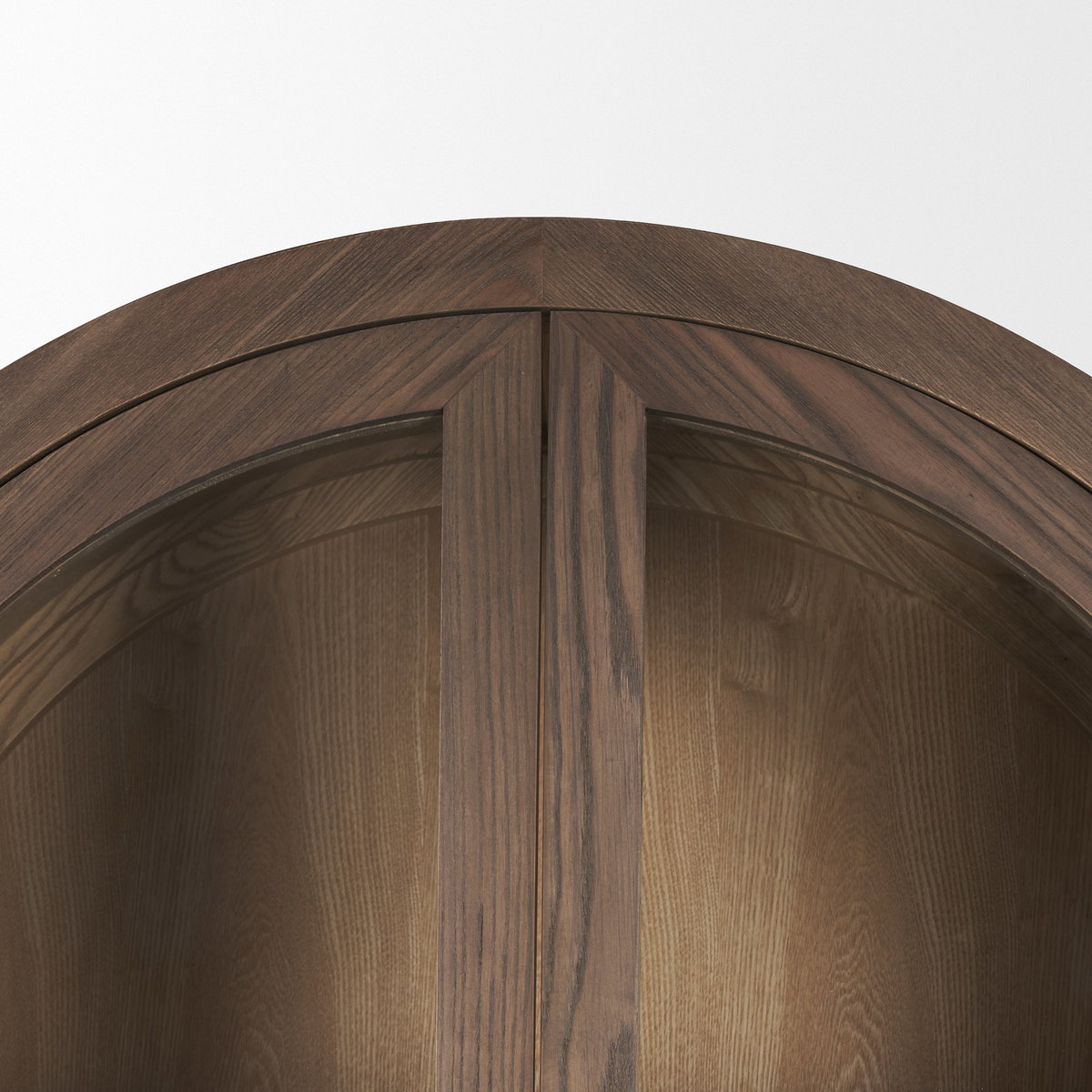Teva Two Toned Dark with Light Wood Arched Curio Cabinet, Cabinets & Sideboard by Mercana, 39" length x 19" width x 84" height View 9