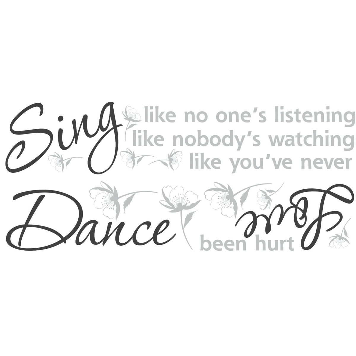 Dance, Sing, Love Wall Decals, by York Wall, 3'3.6" length x 9" width x 3" depth