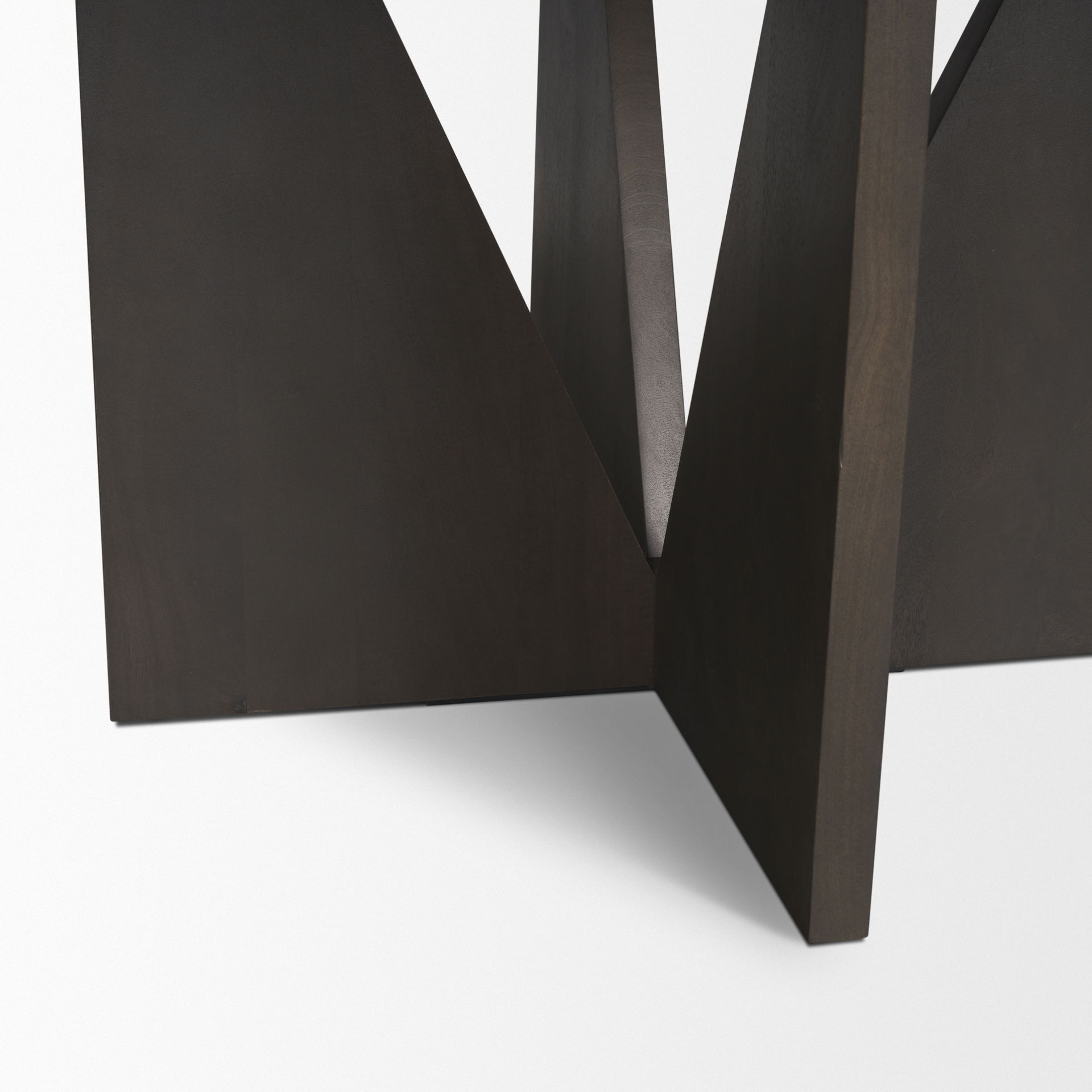 Tarro 60' Round Textured Espresso Wood with Geometrical Base Dining Table, by Mercana, 60" length x 60" width x 30" height View 9