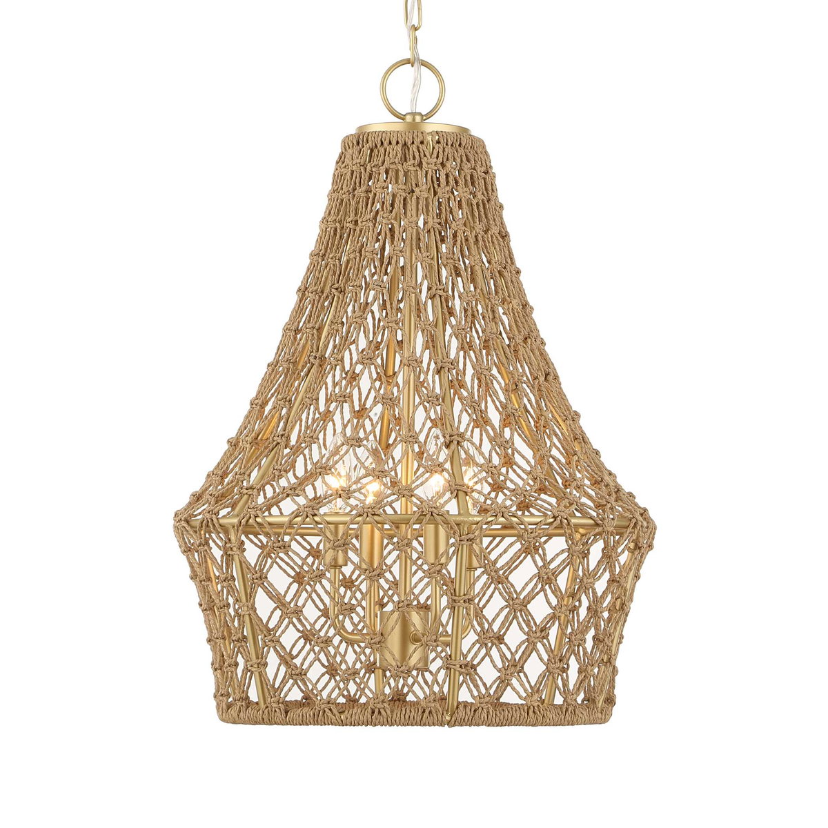 Macrame 4 Light Rope Pendant, by Uttermost, 18" width x 25.5" height x 18" diameter View 4