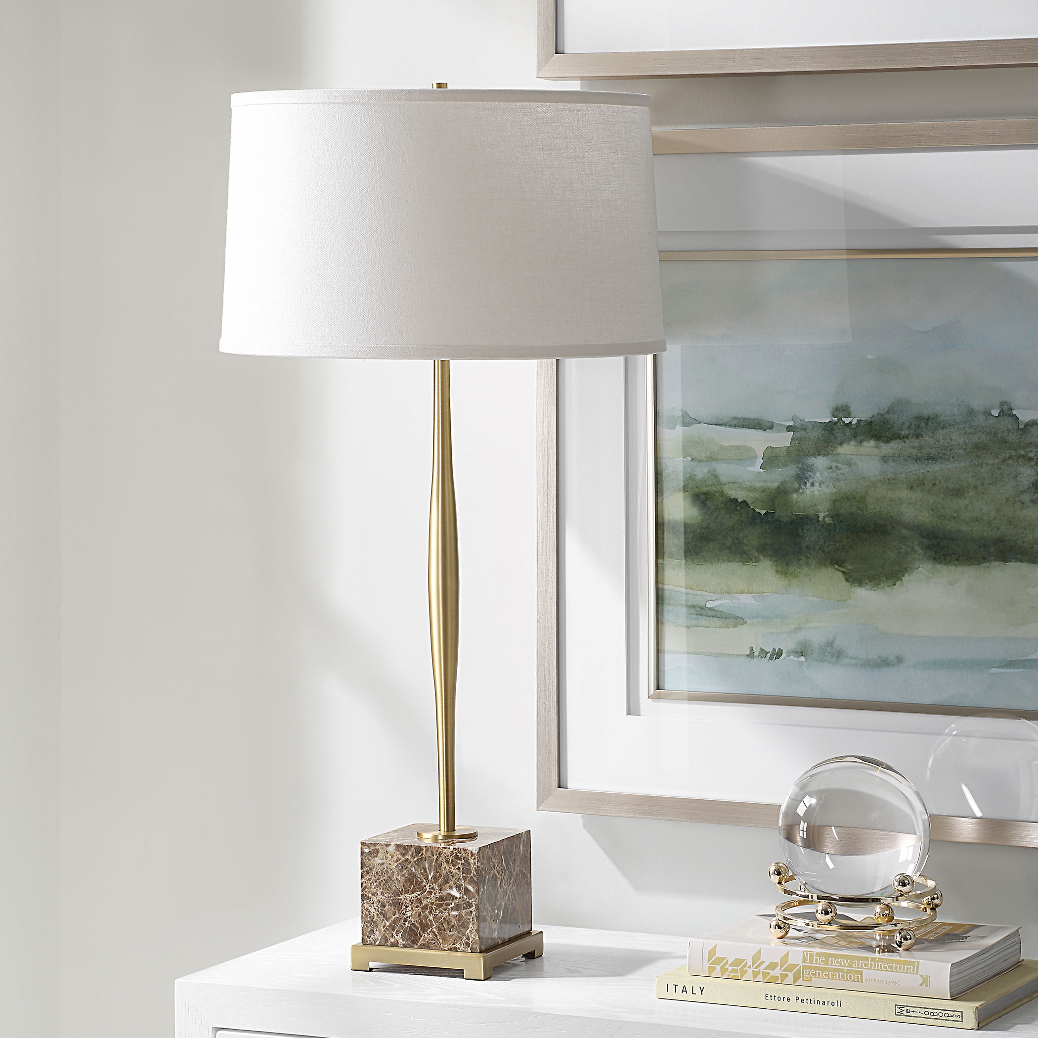 Booker Thin Brass Table Lamp large image 