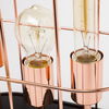 Sutton (19.3'H) Rose-Gold Metal Cylindrical Cage Three Bulb Table Lamp, by Mercana, 12.5" length x 7" width x 19.25" height thumbnail 6