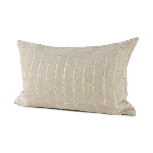 Danika  Beige and Gold Fabric Decorative Pillow Cover