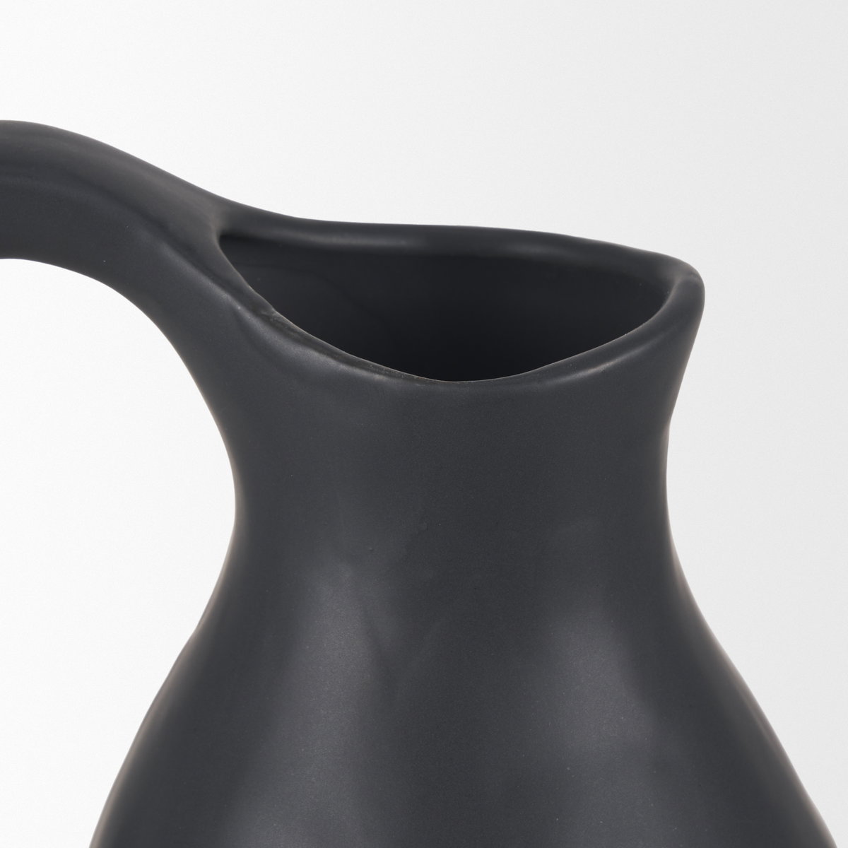 Valora Matte Black Ceramic Jug, Decorative Jar by Mercana, 7.09" length x 5.31" width x 14.76" height View 7