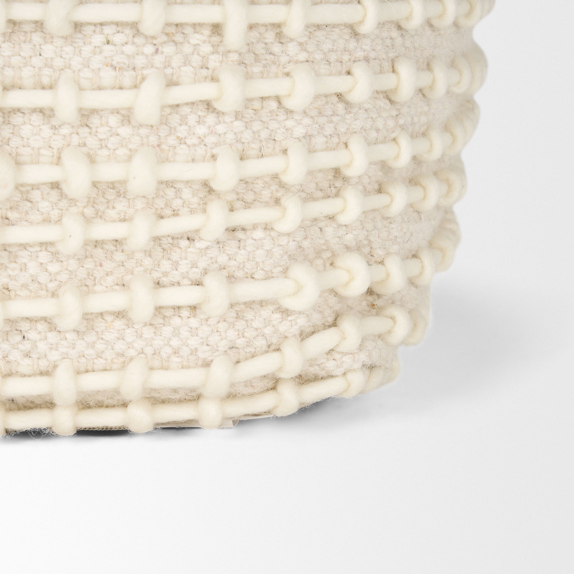 Sakaye Beige with Cream Stitched Patterned Pouf large image 