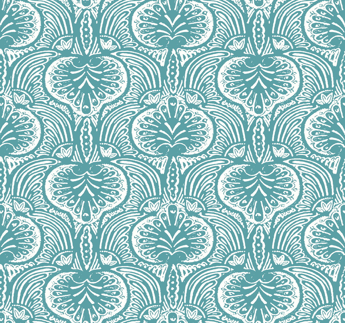 Lotus Palm Aqua Wallpaper, by York Wall, 27' length x 2'3" width x 0.02" depth