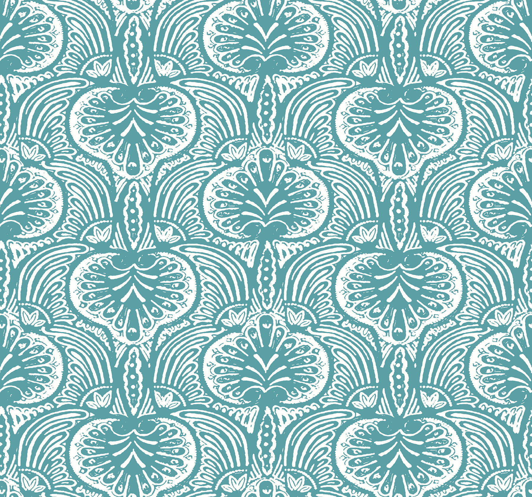Lotus Palm Aqua Wallpaper large image 