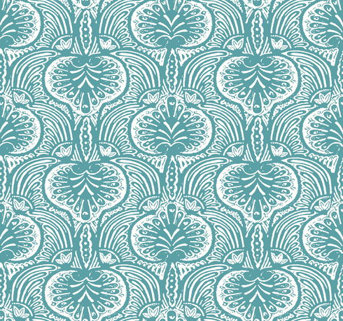 Lotus Palm Aqua Wallpaper
