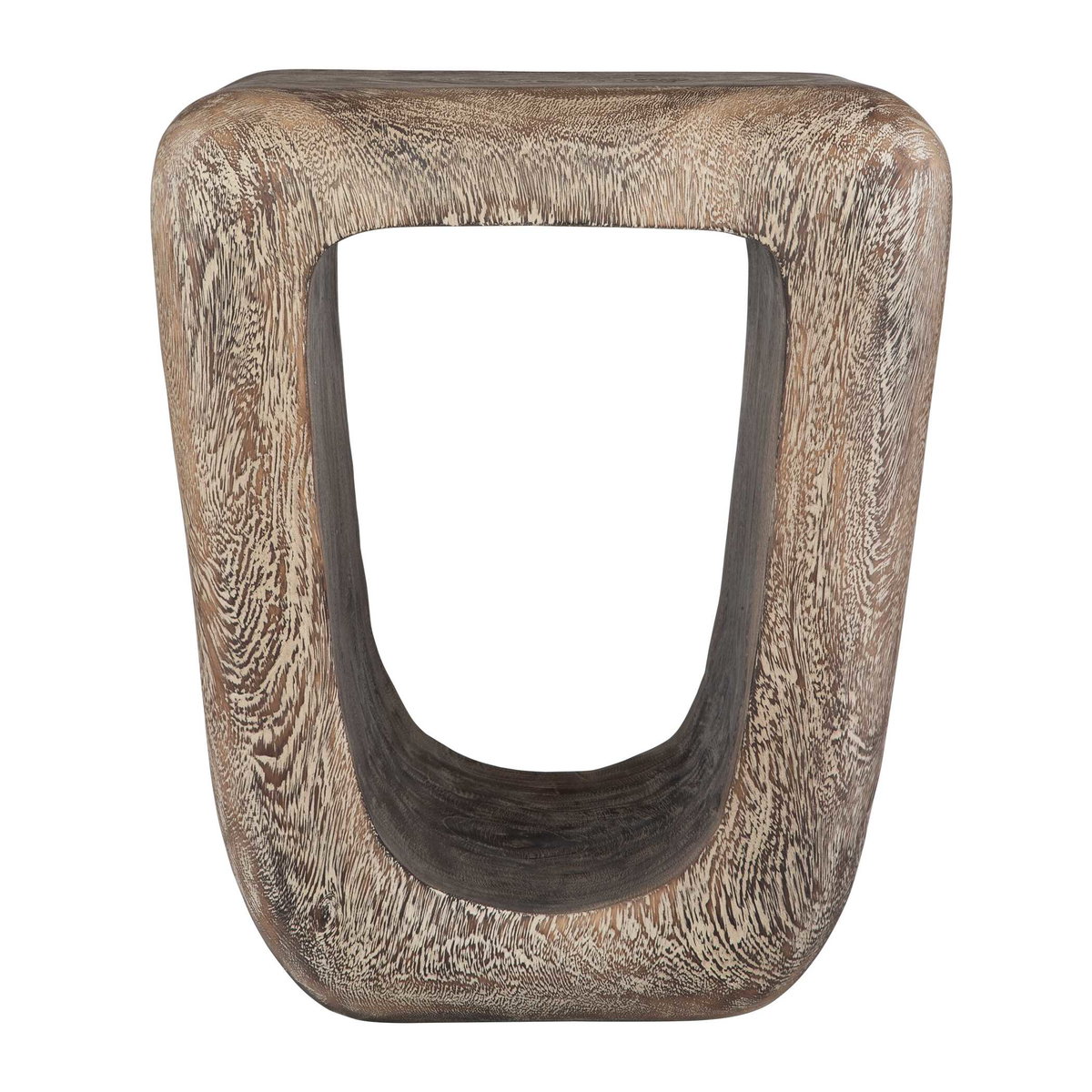 Loophole Bleached Wash Accent Stool, Ottoman by Uttermost, 16" width x 18" height x 14" depth View 5