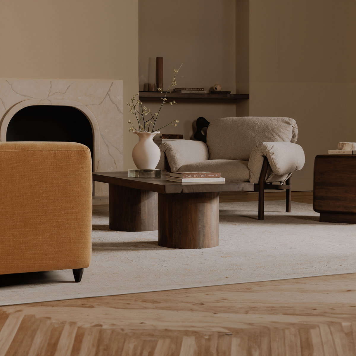 Hadley Coffee Table Warm Brown, by Moe's Home, 60" width x 16" height x 24" depth View 9