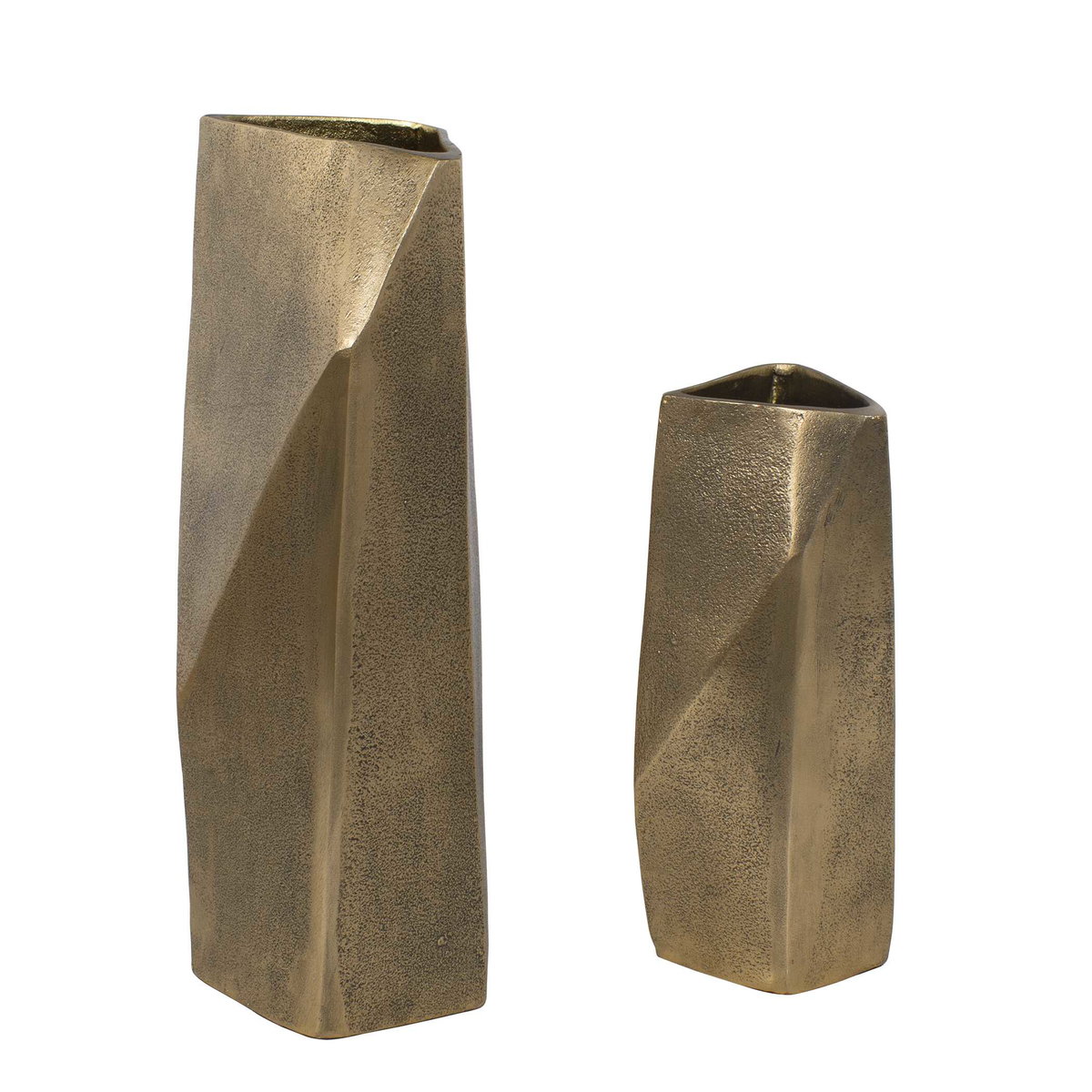 GeoForm Indoor-Outdoor Brass Vases Set/2, Decorative by Uttermost, 9.5" width x 17.5" height x 6.12" depth View 3